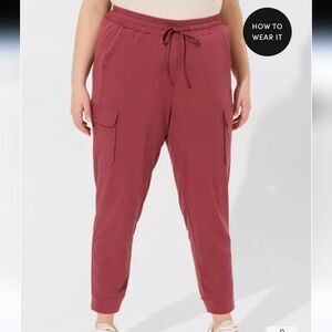 Torrid Relaxed Fit Jogger Stretch Challis Mid-Rise Cargo Pocket Pants 2x short